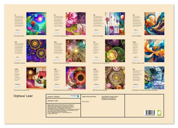 Produktbild: Orpheus' Leier (Wandkalender 2026 DIN A2 quer), CALVENDO Monatskalender