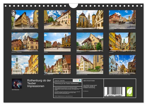 Produktbild: Rothenburg ob der Tauber Impressionen (Wandkalender 2026 DIN A4 quer), CALVENDO Monatskalender