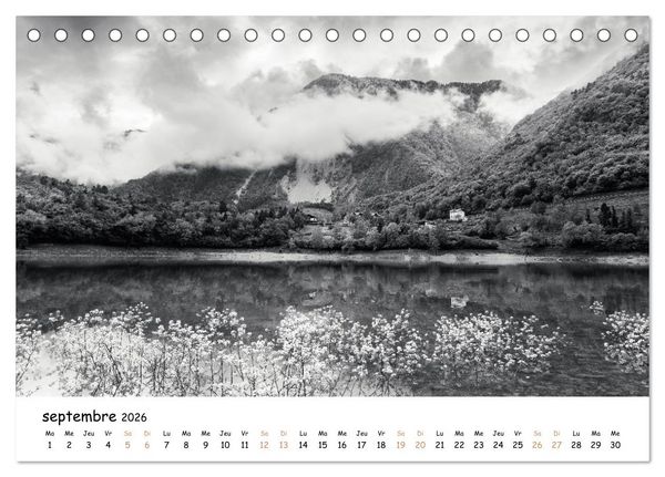 Produktbild: Terres de contraste &ndash; Une ann&eacute;e en monochrome (Calendrier de bureau 2026 DIN A5 vertical), CALVENDO calendrier mensuel