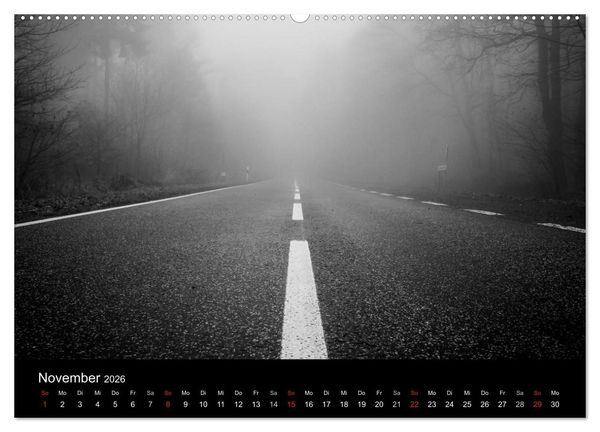 Produktbild: Monochrom 2026 (Wandkalender 2026 DIN A2 quer), CALVENDO Monatskalender