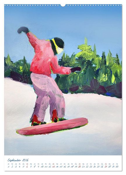 Produktbild: Powder Passion - Snowboardkunst im H&ouml;henrausch (hochwertiger Premium Wandkalender 2026 DIN A2 hoch), Kunstdruck in Hochglanz