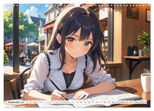 Produktbild: Manga Caf&eacute; Tr&auml;ume - Kawaii Anime-Kalender voller s&uuml;&szlig;er Momente (Wandkalender 2026 DIN A3 quer), CALVENDO Monatskalender