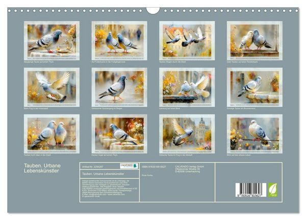 Produktbild: Tauben. Urbane Lebensk&uuml;nstler (Wandkalender 2027 DIN A3 quer), CALVENDO Monatskalender