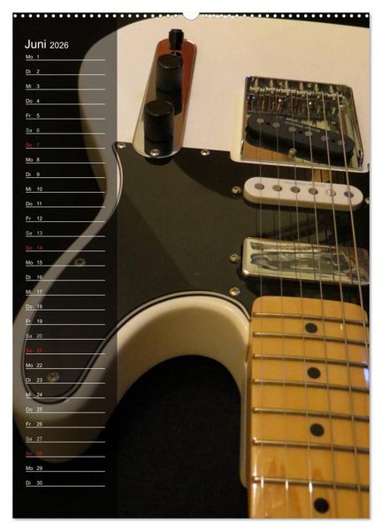 Produktbild: ROCKGITARREN in Szene gesetzt / Geburtstagskalender (Wandkalender 2026 DIN A2 hoch), CALVENDO Monatskalender