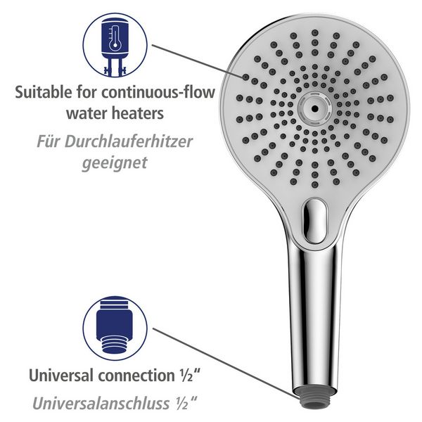 Produktbild: Duschkopf Mod. Ultimate Shower Chrom/Wei&szlig;, &Oslash; 13 cm