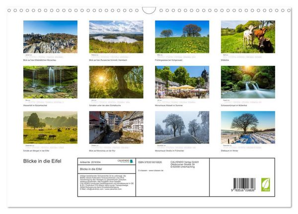 Produktbild: Blicke in die Eifel (Wandkalender 2026 DIN A3 quer), CALVENDO Monatskalender