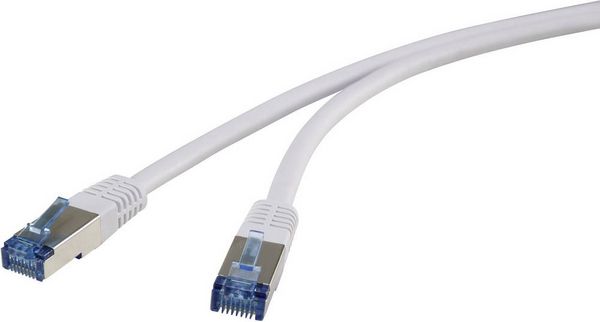 Renkforce RF-4737368 RJ45 Patchkabel CAT 6a S/FTP 1.00 m Grau hochflexibel, vergoldete Steckkontakte 1 St.