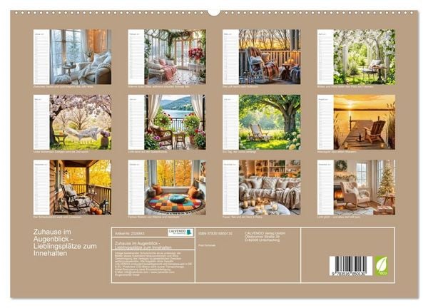 Produktbild: Zuhause im Augenblick - Lieblingspl&auml;tze zum Innehalten (hochwertiger Premium Wandkalender 2027 DIN A2 quer), Kunstdruck in Hochglanz