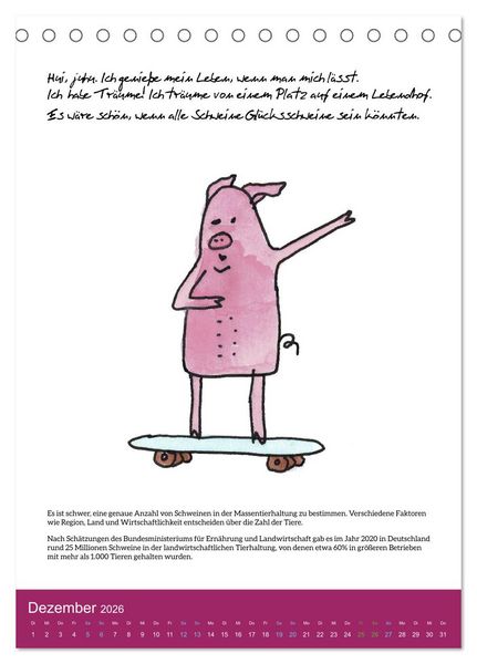 Produktbild: Schweinekalender - Alles was du &uuml;ber Schweine wissen wolltest! (Tischkalender 2026 DIN A5 hoch), CALVENDO Monatskalender