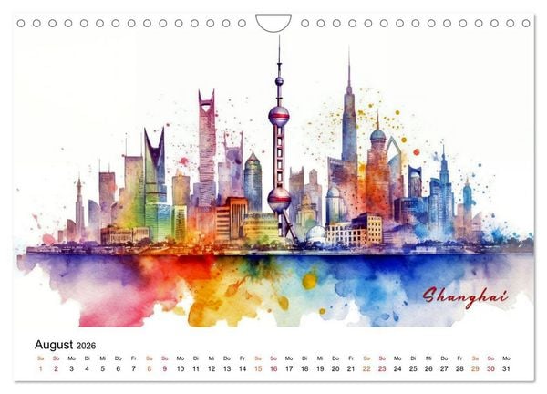 Produktbild: Skylines exklusiv (Wandkalender 2026 DIN A4 quer), CALVENDO Monatskalender