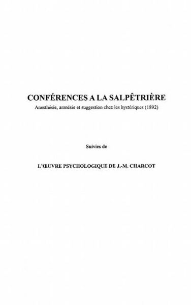 Produktbild: Conferences a la Salpetriere