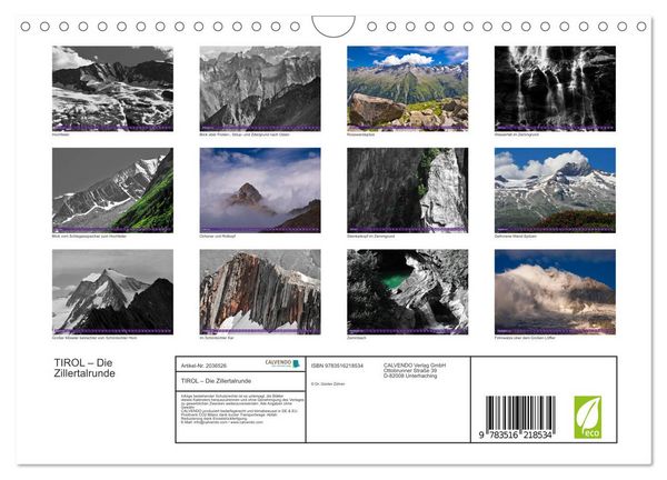 Produktbild: TIROL &ndash; Die Zillertalrunde (Wandkalender 2026 DIN A4 quer), CALVENDO Monatskalender