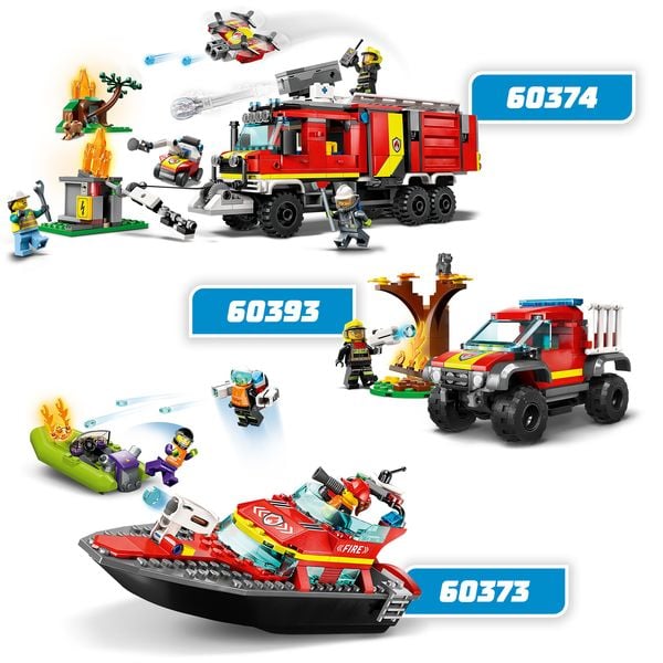 LEGO City 60373 Feuerwehrboot, Boot-Spielzeug das im Wasser schwimmt