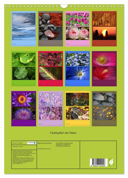 Produktbild: Farbtupferl der Natur (Wandkalender 2026 DIN A3 hoch), CALVENDO Monatskalender