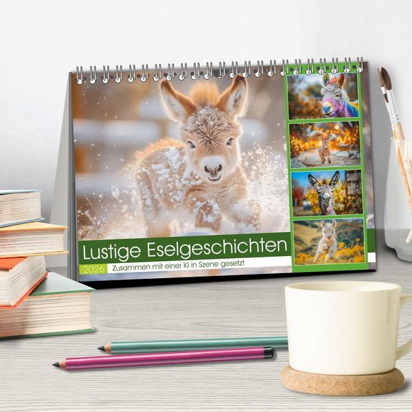 Produktbild: Lustige Eselgeschichten (Tischkalender 2026 DIN A5 quer), CALVENDO Monatskalender