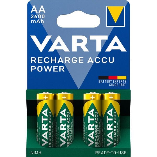 Varta Batterien RECHARGE ACCU Power AA 2600mAh 4 Stück