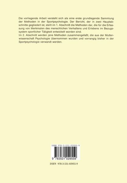 Produktbild: Empirische Methoden in der Sportpsychologie