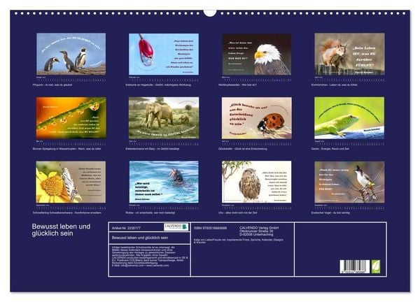 Produktbild: Bewusst leben und gl&uuml;cklich sein (Wandkalender 2026 DIN A2 quer), CALVENDO Monatskalender