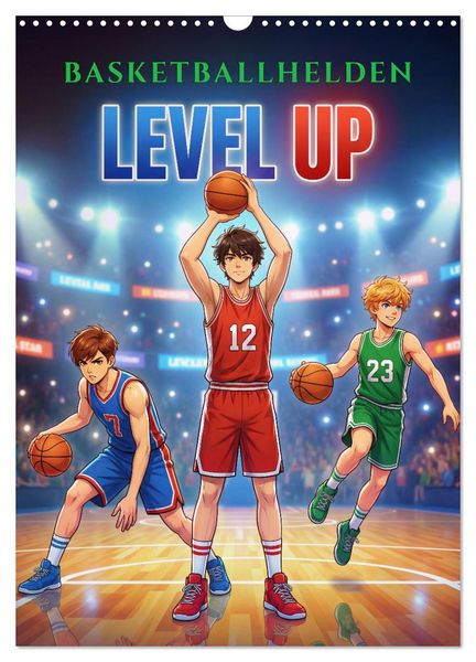 Produktbild: Level Up &ndash; Basketballhelden (Wandkalender 2027 DIN A3 hoch), CALVENDO Monatskalender