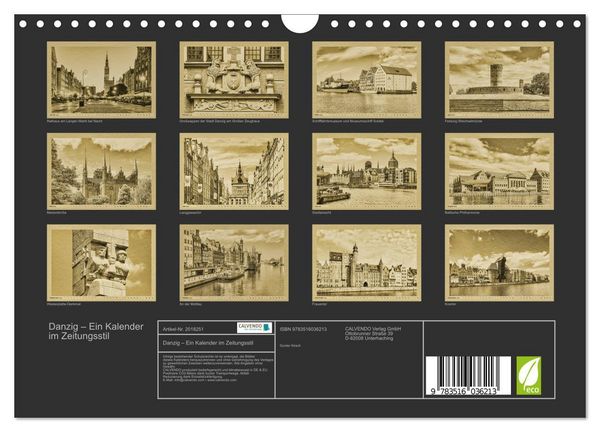 Produktbild: Danzig &ndash; Ein Kalender im Zeitungsstil (Wandkalender 2026 DIN A4 quer), CALVENDO Monatskalender
