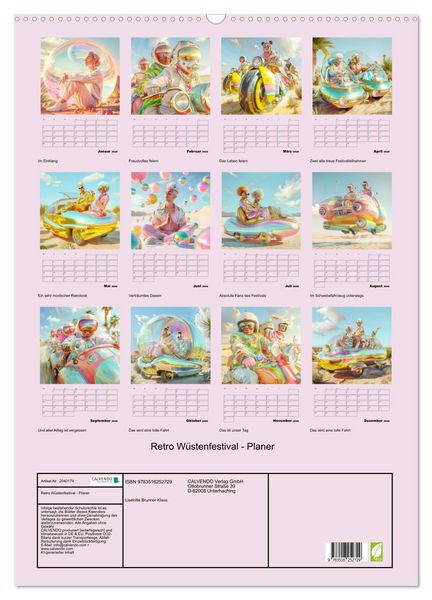 Produktbild: Retro W&uuml;stenfestival - Planer (Wandkalender 2026 DIN A2 hoch), CALVENDO Monatskalender