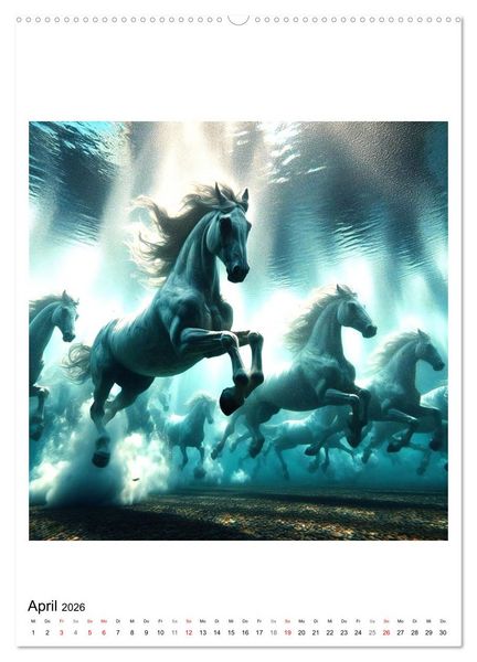 Produktbild: Pferde unter Wasser - Saddle up, die Tauchfahrt beginnt (hochwertiger Premium Wandkalender 2026 DIN A2 hoch), Kunstdruck in Hochglanz