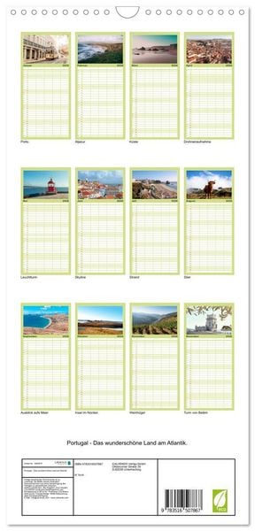 Produktbild: Familienplaner 2026 - Portugal - Das wundersch&ouml;ne Land am Atlantik. mit 5 Spalten (Wandkalender, 21 x 45 cm) CALVENDO