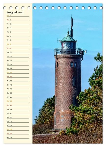 Produktbild: Deutsche Leuchtt&uuml;rme - maritimer Geburtstagsplaner (Tischkalender 2026 DIN A5 hoch), CALVENDO Monatskalender