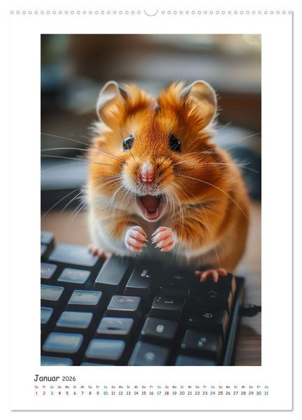 Produktbild: Lustige kleine Hamster (Wandkalender 2026 DIN A2 hoch), CALVENDO Monatskalender