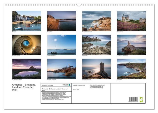 Produktbild: Armorica - Bretagne, Land am Ende der Welt (Wandkalender 2027 DIN A2 quer), CALVENDO Monatskalender