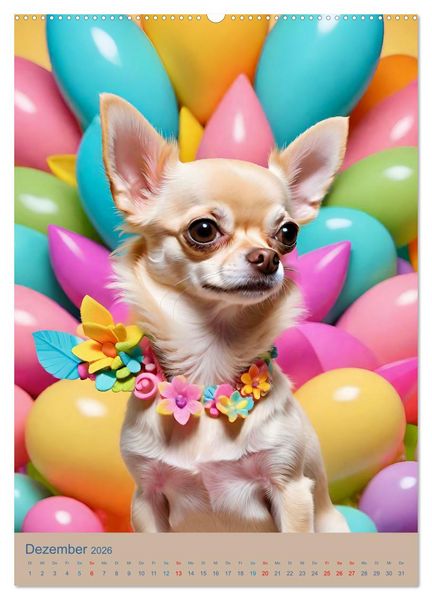 Produktbild: Chihuahuas. Kunstvolle Portr&auml;ts der kleinen Hunde (Wandkalender 2026 DIN A2 hoch), CALVENDO Monatskalender