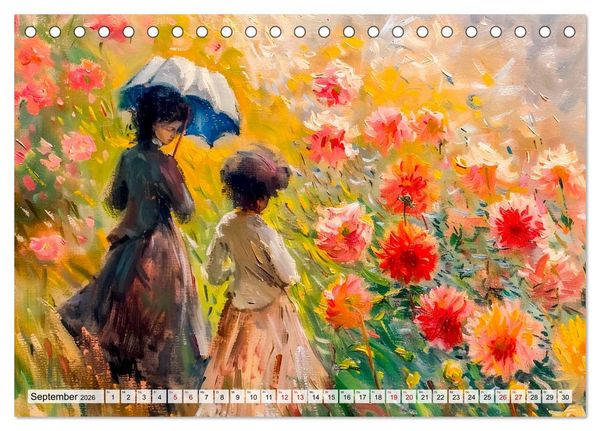 Produktbild: G&auml;rten im Licht - Impressionistische Spazierg&auml;nge mit Bl&uuml;tenpracht (Tischkalender 2026 DIN A5 quer), CALVENDO Monatskalender