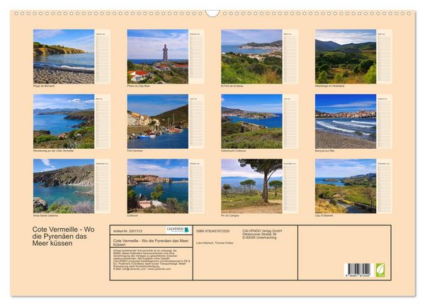 Produktbild: Cote Vermeille - Wo die Pyren&auml;en das Meer k&uuml;ssen (Wandkalender 2026 DIN A2 quer), CALVENDO Monatskalender