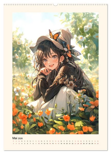 Produktbild: Manga Girls - ein gl&uuml;ckliches Jahr (hochwertiger Premium Wandkalender 2026 DIN A2 hoch), Kunstdruck in Hochglanz