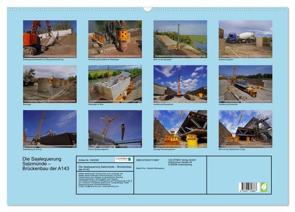 Produktbild: Die Saalequerung Salzm&uuml;nde &ndash; Br&uuml;ckenbau der A143 (Wandkalender 2026 DIN A2 quer), CALVENDO Monatskalender