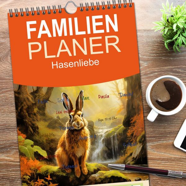 Produktbild: Familienplaner 2026 - Hasenliebe mit 5 Spalten (Wandkalender, 21 x 45 cm) CALVENDO