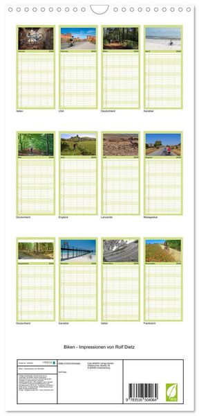 Produktbild: Familienplaner 2026 - Biken - Impressionen von Rolf Dietz mit 5 Spalten (Wandkalender, 21 x 45 cm) CALVENDO