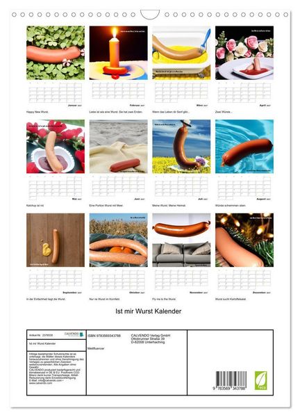 Produktbild: Ist mir Wurst Kalender (Wandkalender 2027 DIN A3 hoch), CALVENDO Monatskalender