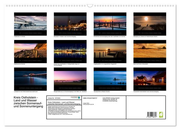 Produktbild: Kreis Ostholstein - Land und Wasser zwischen Sonnenauf- und Sonnenuntergang (Wandkalender 2026 DIN A2 quer), CALVENDO Monatskalender