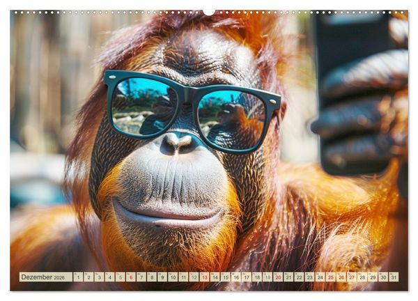 Produktbild: Affige Selfies. Tierisch witziges aus dem Dschungel (Wandkalender 2026 DIN A2 quer), CALVENDO Monatskalender