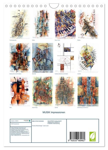 Produktbild: MUSIK Impressionen (Wandkalender 2026 DIN A4 hoch), CALVENDO Monatskalender
