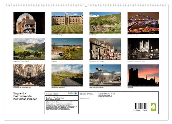 Produktbild: England - Faszinierende Kulturlandschaften (hochwertiger Premium Wandkalender 2026 DIN A2 quer), Kunstdruck in Hochglanz