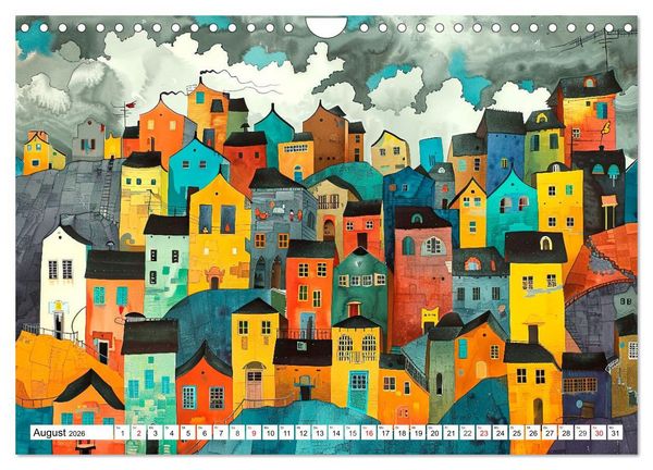 Produktbild: Stadt - Eine farbenfrohe Skyline (Wandkalender 2026 DIN A4 quer), CALVENDO Monatskalender