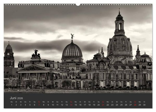 Produktbild: Dresden Schwarz Weiss 2026 (hochwertiger Premium Wandkalender 2026 DIN A2 quer), Kunstdruck in Hochglanz