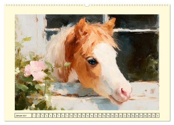 Produktbild: Zauberhafte Ponys. Kleine Pferdchen in lieblicher &Ouml;loptik (hochwertiger Premium Wandkalender 2027 DIN A2 quer), Kunstdruck in Hochglanz