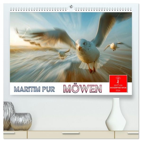 Produktbild: Maritim pur - M&ouml;wen (hochwertiger Premium Wandkalender 2026 DIN A2 quer), Kunstdruck in Hochglanz