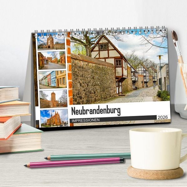 Produktbild: Neubrandenburg Impressionen (Tischkalender 2026 DIN A5 quer), CALVENDO Monatskalender