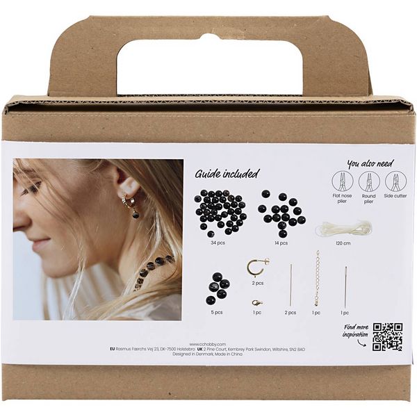Produktbild: Creativ Company Mini Kreativ Set Schmuck, Halskette und Ohrringe, Schwarz, Wei&szlig;