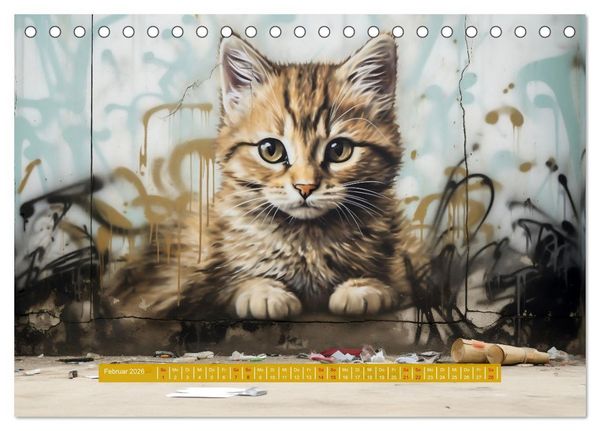 Produktbild: Graffiti Katzen (Tischkalender 2026 DIN A5 quer), CALVENDO Monatskalender