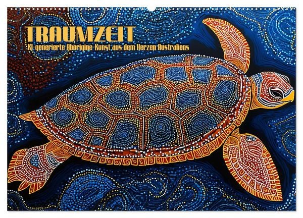 Traumzeit - KI-generierte Aborigine-Kunst aus dem Herzen Australiens (Wandkalender 2025 DIN A2 quer), CALVENDO Monatskal